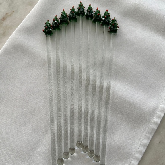 George Briard Glass Christmas Tree Swizzle Stir Sticks - Picture 2 of 2